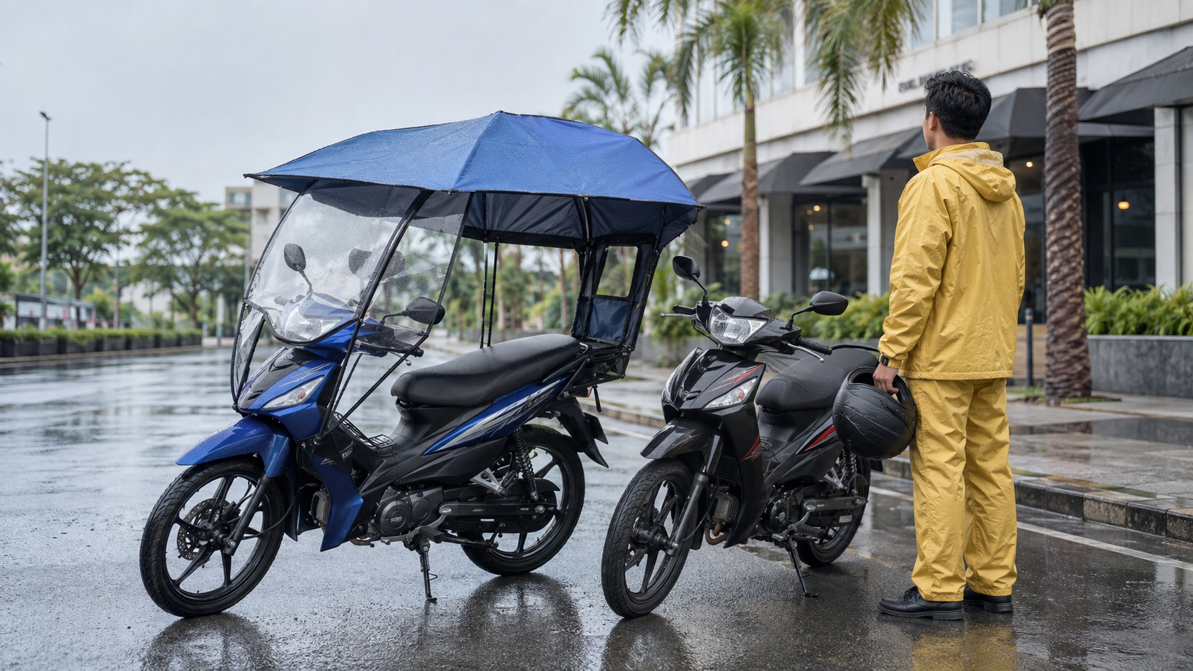 Motorradschirmdach vs. Regenanzug: Was funktioniert besser?
