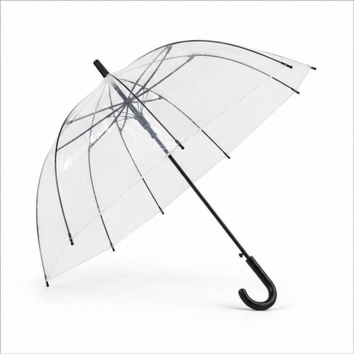 Maßgeschneiderter 23-Zoll-Vogelkäfig-Regenschirm aus transparentem PVC