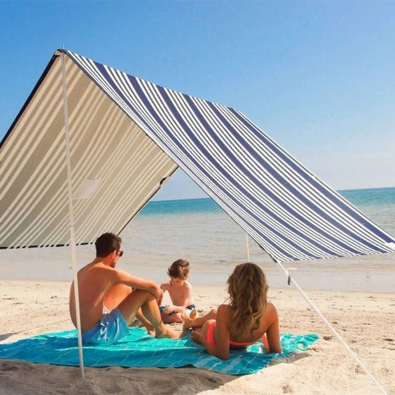 Maßgeschneiderter tragbarer Strandschirm im Format 330 x 180 cm mit Aluminiumstangen