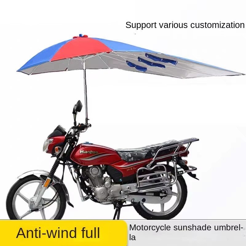 Motorrad-Dreirad-Elektroroller-Sonnenschutz-Regenschirm, wasserdichter, sonnensicherer, rahmenloser, universeller Werbeüberdachung