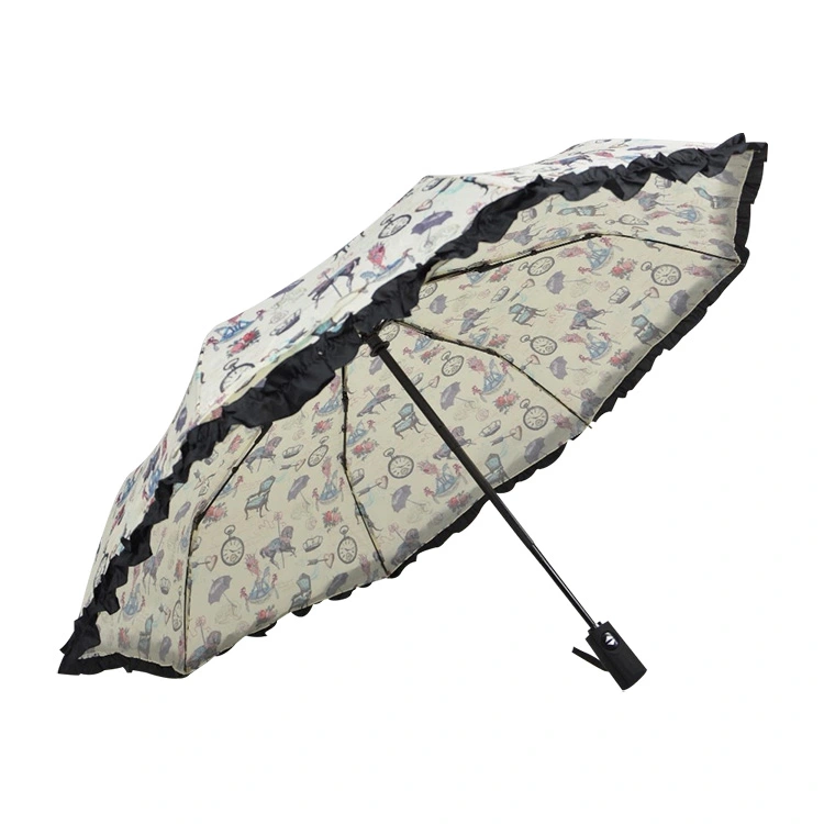 Winddichter 3-fach faltbarer Spitzenschirm