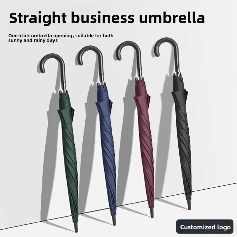 Gerader Business-Regenschirm mit gebogenem Hakengriff