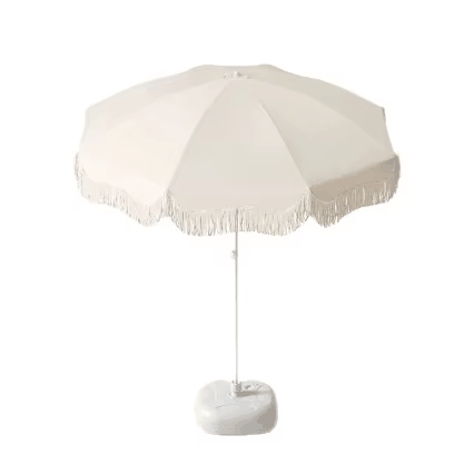 Quasten-Ins-Style-Mittelmast-Sonnenschirm, winddicht, atmungsaktiv, kommerzielle Werbung für Strand, Pool