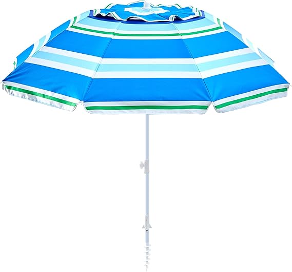 UPF50+ Gestreifter verstellbarer Strandschirm